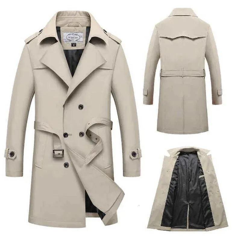 Trench lungo da uomo Trench da uomo Trench casual da uomo d'affari Trench britannico da uomo Slim Giacca doppiopetto 240122