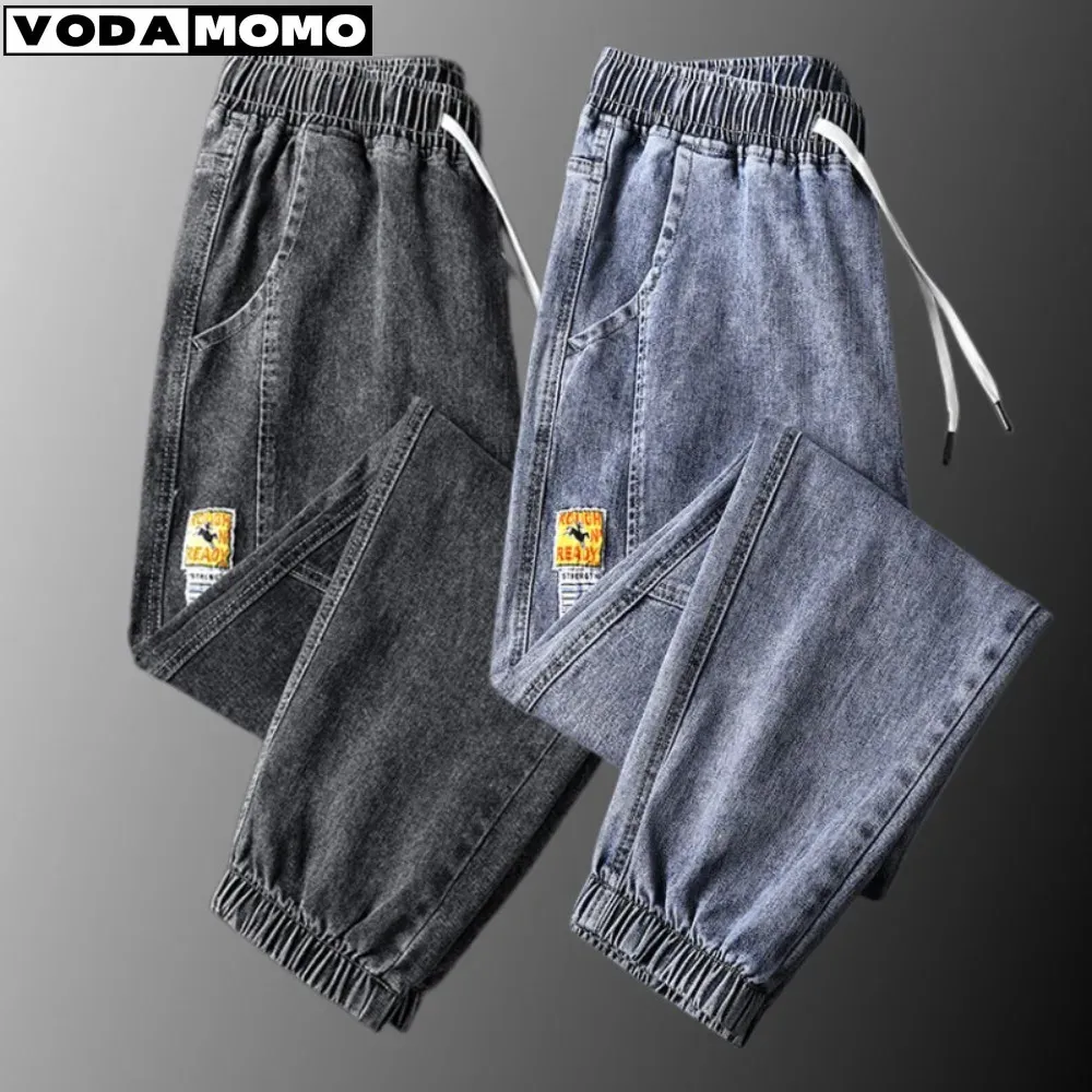 2024 Spring Men jeans byxor mager casual streetwear elastic midje fritidskläder för pojkar mäns byxor last baggy jeans 240122