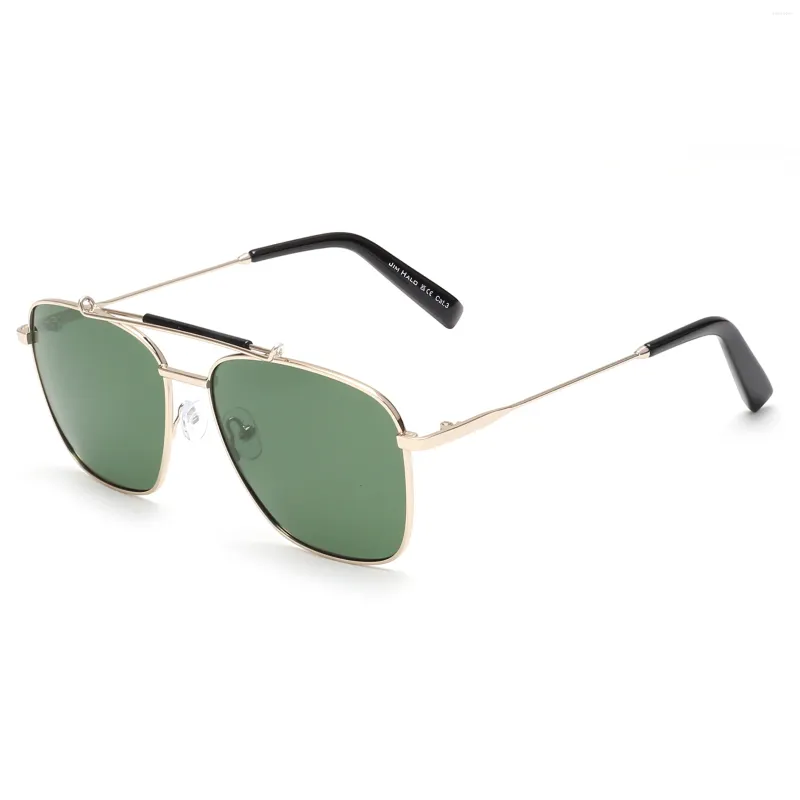 Sunglasses JIM HALO Oversized Square Aviator Men Women Retro Polarized Metal Frame Shades UV400