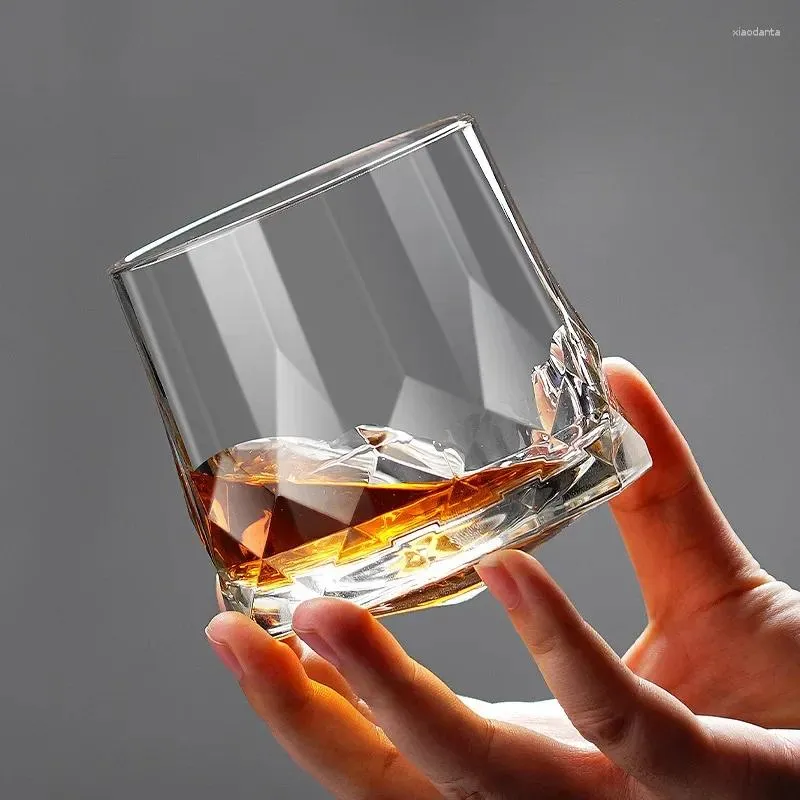 Wijnglazen Nieuwe Creatieve Dikke Kristallen Whiskey Tumbler Glazen Draaibladen Ontwerp Hamer Van Cognac Cup Wijnglas