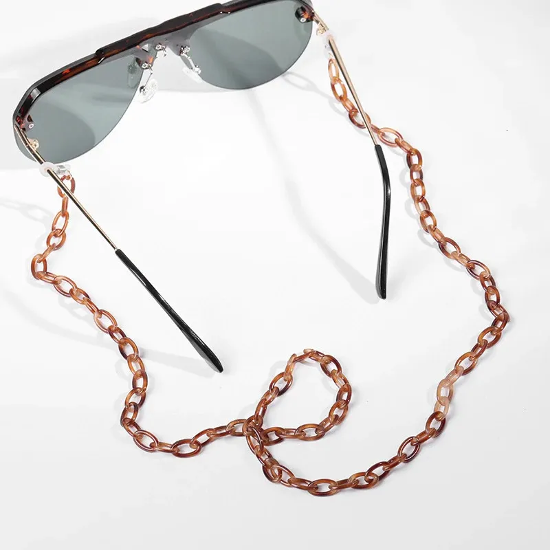 Chic óculos de sol corrente leopardo acrílico para mulheres correntes de óculos de leitura corrente eyewears cordão titular pescoço cinta cordão 240202