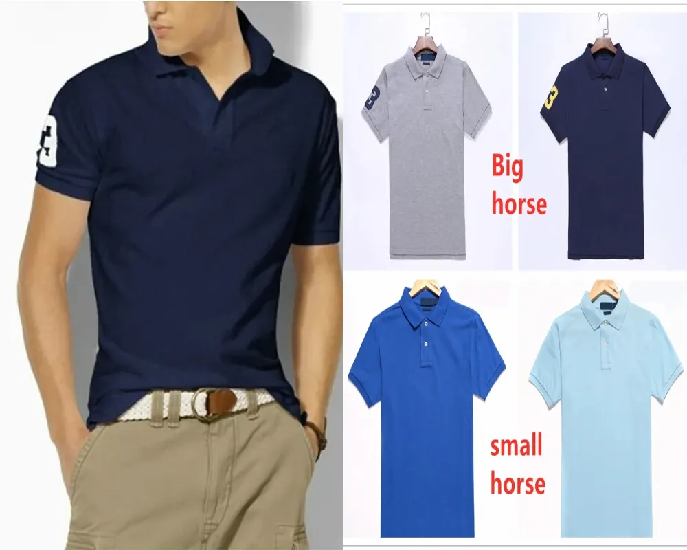 Mens Polo Top Tee Short Sleeve T-shirts Big eller Small Horse Plus Size S-6XL Multiple Color Brodery Hommes Classic Business Casual Cotton Bowerable