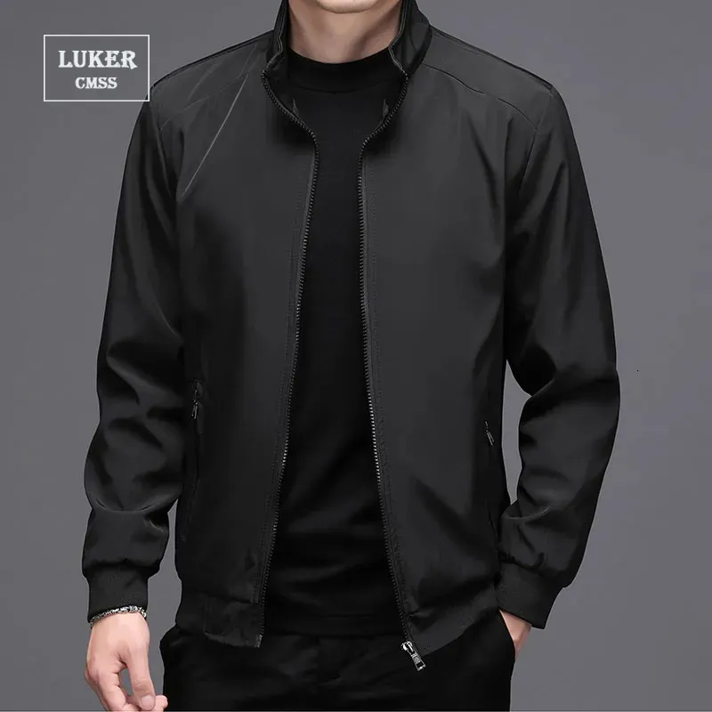 Luker CMSS Spring Summer Men Kurtki biznesowe Solid Mens Cienki płaszcze swobodne odzież wierzchnią płaszcz męski płaszcz Bomber Kurtka 240201