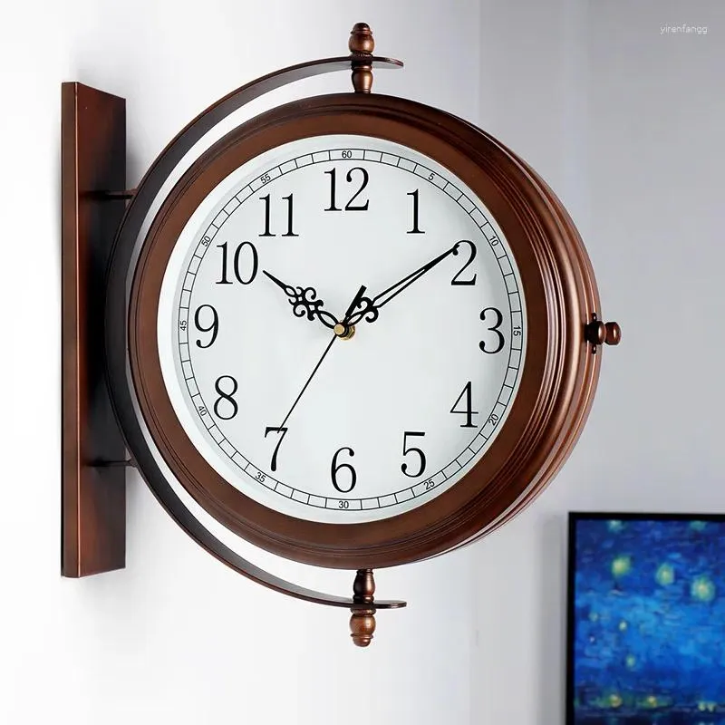 壁の時計両面デジタル時計リビングルーム世帯2金属ミニマリストマウント