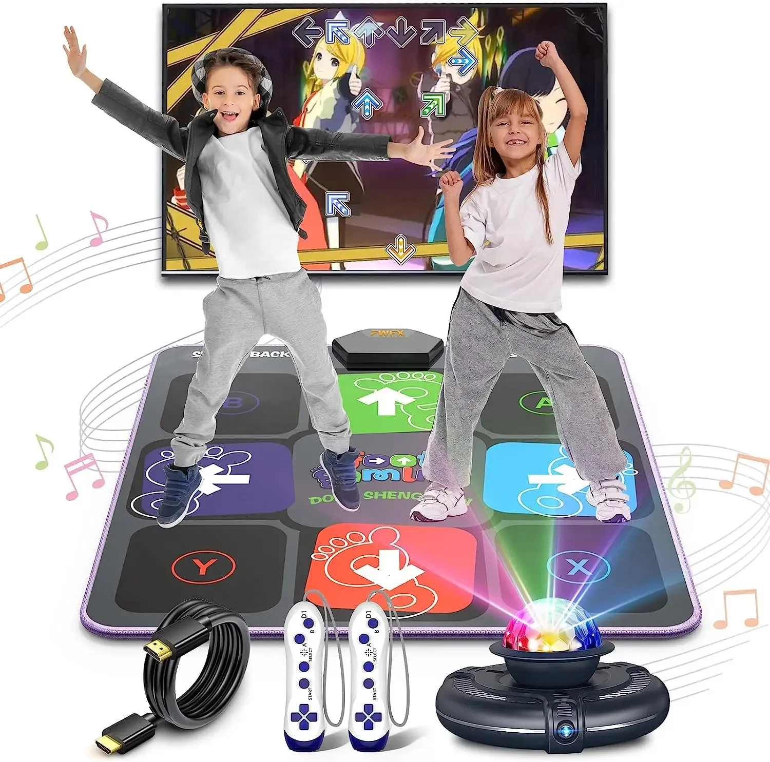 Dance Mat Game for TV/PC Family Sports Video Game Anti-slip Music Fitness Carpet Wireless Double Controller Folding Dancing Pad 240129