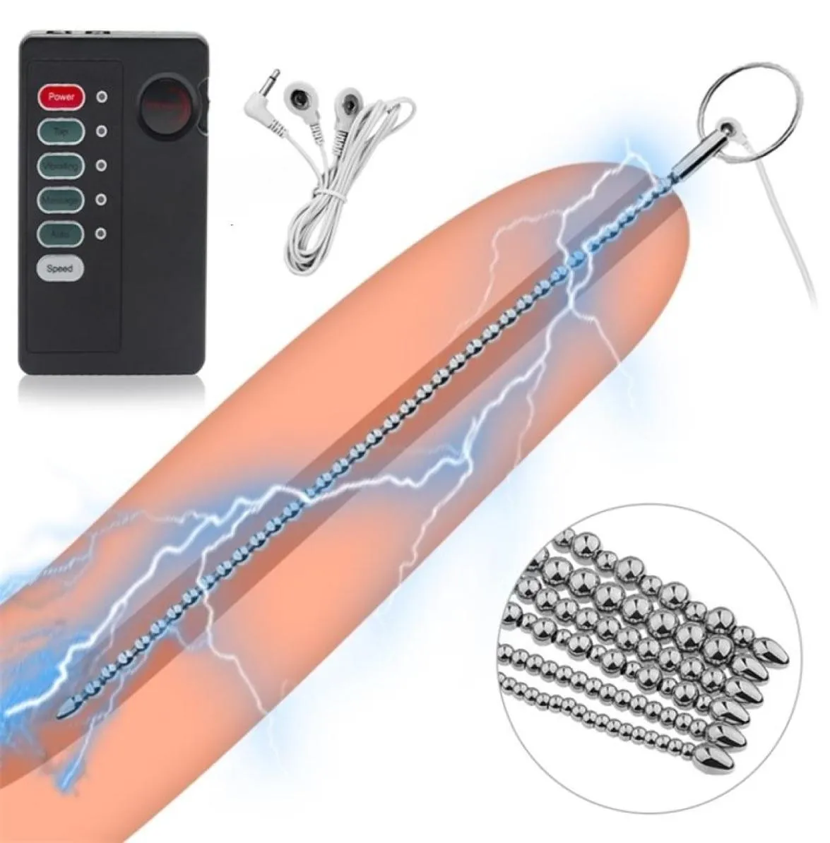 22SS Sex Toy Massager Male Penis Beads Electric Shock Urethral Catheter Sunning Dilatator Plug Rostless Steel Pärlor Toys For Men7187335