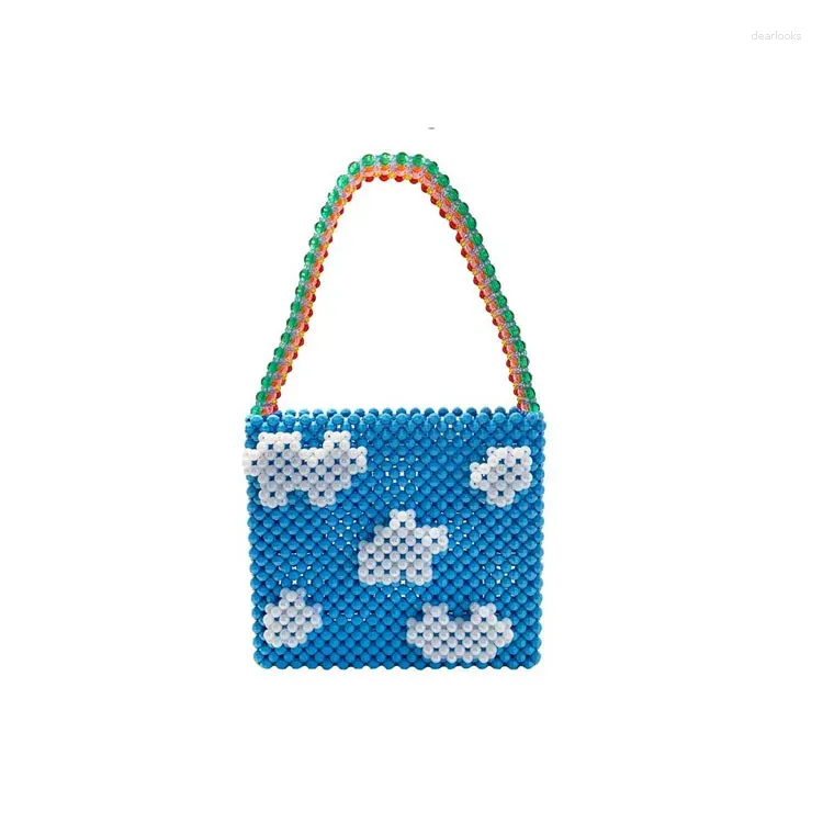 Evening Bags Design Colourful Ladies Party Bag Rainbow Hand-woven Pearl Celebrity Handbag Bead Unique Acrylic Totes