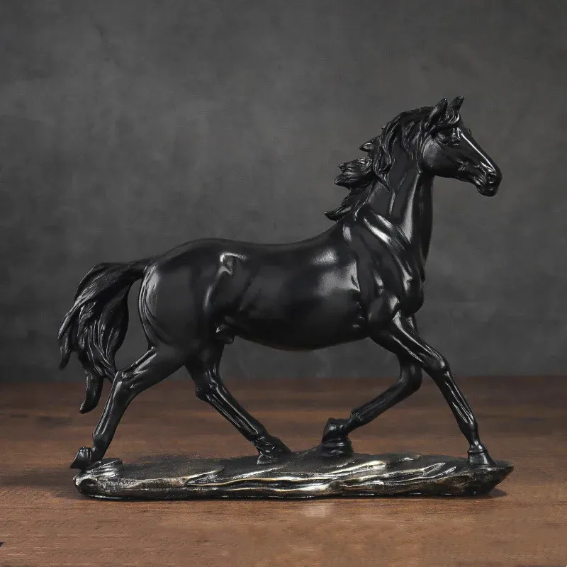 Bronze Horse Resin Sculpture Retro Style Interior Room Table