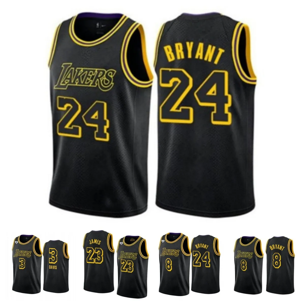 Basketbalshirts''lebron 23 James Anthony 3 Davis 8 24 Bryant Los Angeles''lakers''men Black Mamba