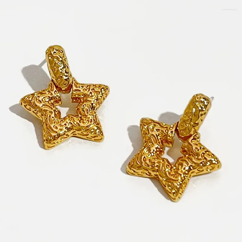 Stud Earrings Peri'sbox Simple Bump Texture Five Pointed Star Shaped Earring For Women Gold Color Brass Trend Jewelry Party Street