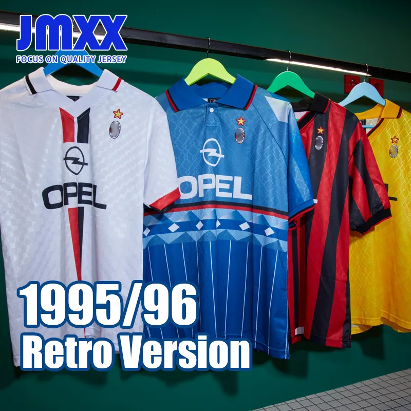 JMXX 95-96 AC Milano Retro Soccer Jerseys Home Away Milano Mens Uniforms Jersey Man Football Shirt 1995 1996 Fan Version