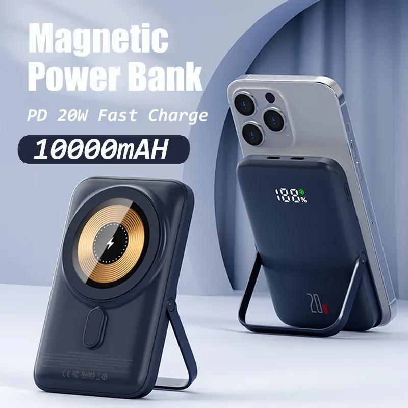 10000 mAH Power Bank Mini Ultra -Schnell -Magnet -Saug- oder Kabelstrombank mit großer Kapazität tragbarer kleiner externer Batterie