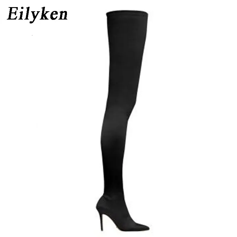 Eilyken cuissardes femmes bottes sur le genou élastique Stretch Sexy discothèque chaussures longues Zapatillas Mujer 240125