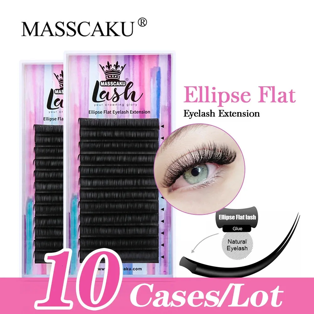 MASSCAKU 10 étuis cils à grappes plates Double Dense type mis à jour cils femmes maquillages effet naturel agrandir les cils de beauté des yeux 240130