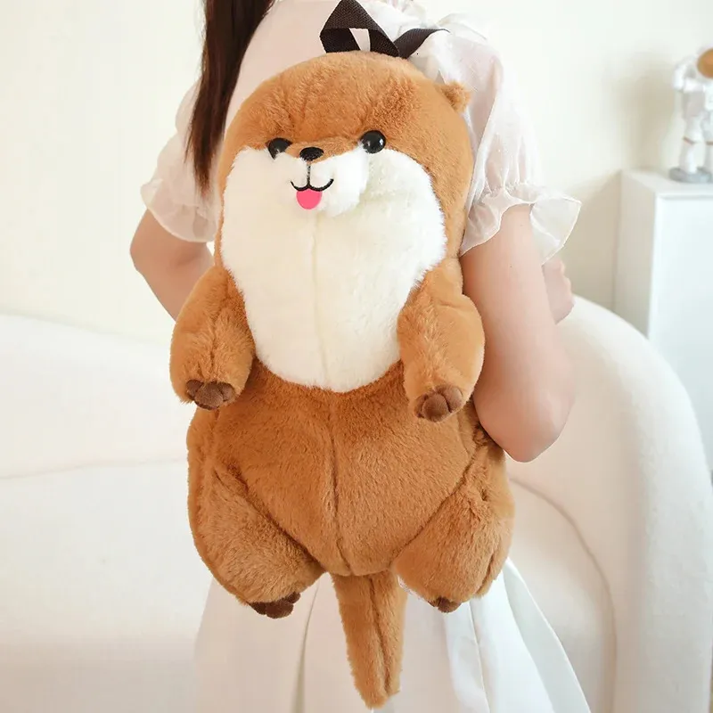 Creative Sea Otter Plush Backpack Toy Stuffed Soft Animal Pillow Decorative Children Backpack Shoulder Bag for Kids Boys Gifts 240202