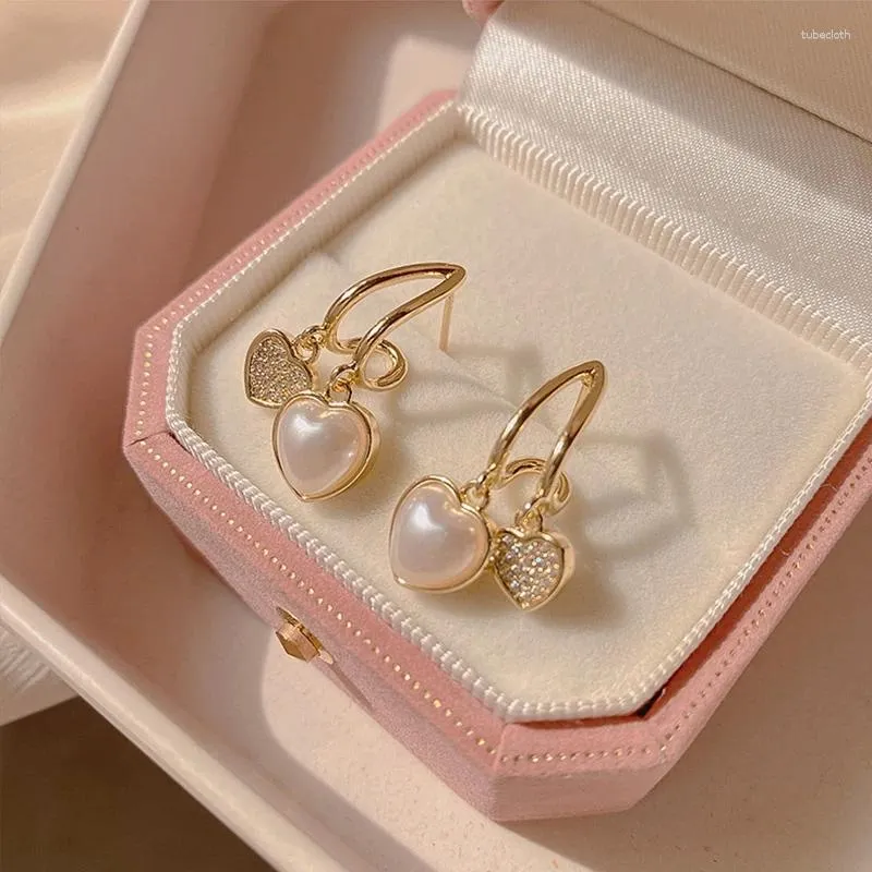 Dangle Earrings South Korea Fashion Simple Sweet High Quality Advanced Sense Zircon Love Girlfriend Gift Party Women Jewelry