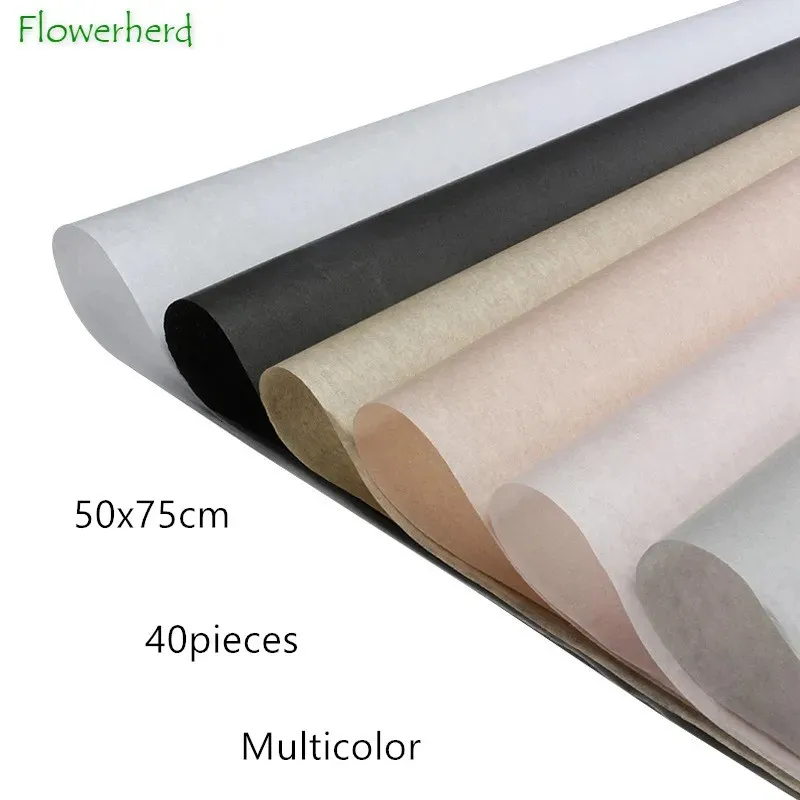 40pcs/lot 50x75cm DIY Tissue Paper Clothing Packing Flower Bouquet Wrapping Paper Gift Packaging Craft Papers Scrapbook Paper 240122