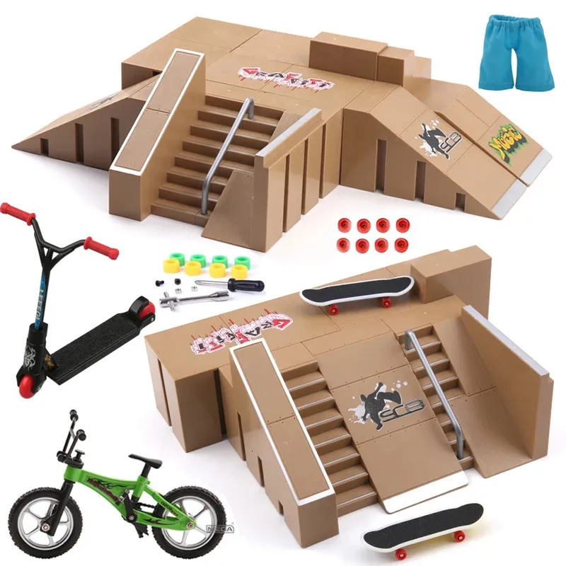 Dedo skate skate diy mini parque rampa para tecnologia prática plataforma plataforma dublê dedo skate rampa conjunto com bicicleta bmx 240125