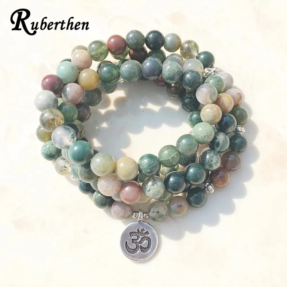 Ruberthen Design Women's Yoga Wrap Bracelet Trendy India Stone Bracelet or Necklace 108 Mala 8 mm Fancy Stone Beads Bracelet 240123