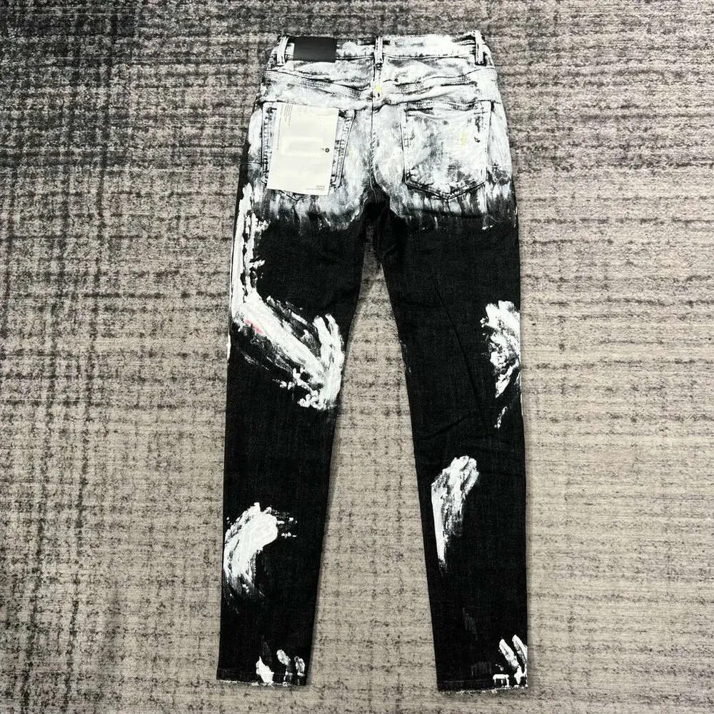 Splash-Ink Jeans Designer per uomo donna pantaloni viola marca jeans autunno foro 2023 nuovo stile ricamo autocoltivazione più di 2 pezzi 39