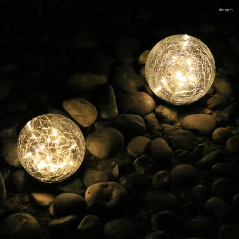 Golvlampor Glas solenergi LED Crack Ball Lawn Lamp Garden Villa Underground Lights Courtyard Dekorativa fixturer