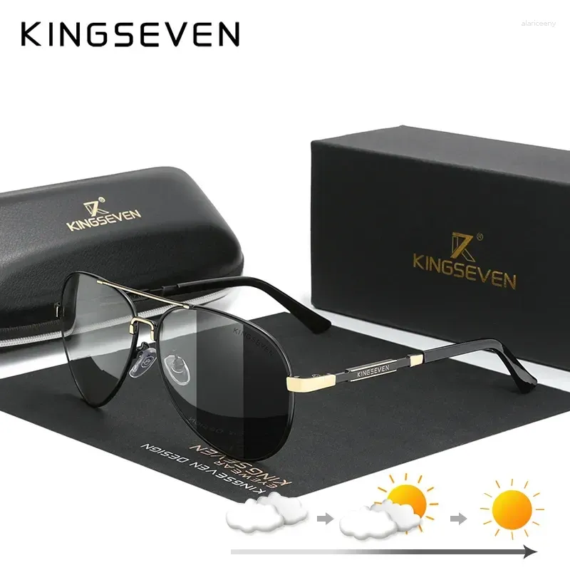 Okulary przeciwsłoneczne Kingseven moda aluminiowa rama pochromic dla mężczyzn kobiet spolaryzowane soczewki kameleon