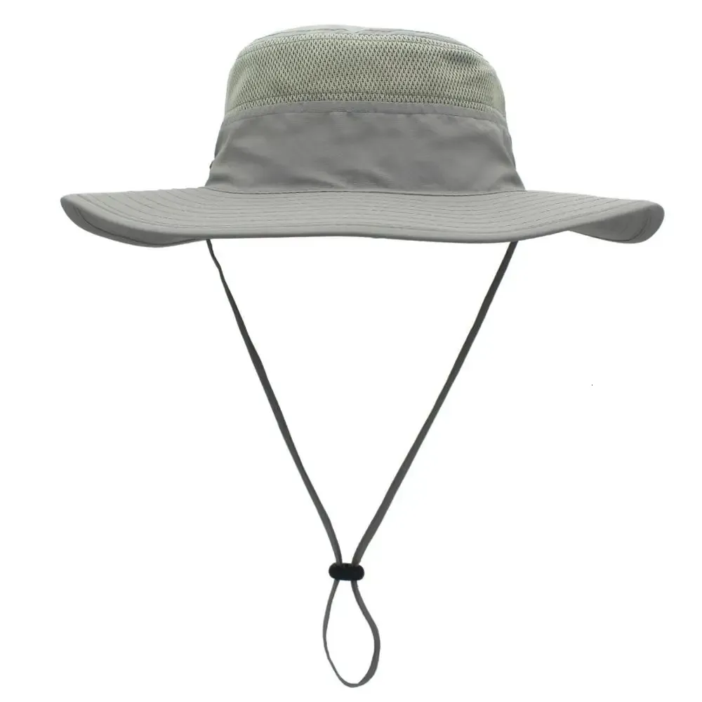 Connectyle masculino feminino verão chapéu de sol upf 50 aba larga respirável balde chapéu sólido ajustável à prova de vento chapéus de pesca 240127