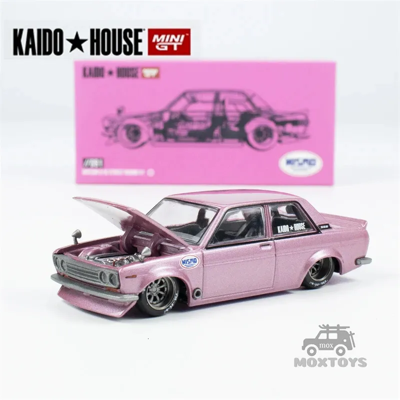 Kaido House x MINI GT 1 64 Datsun 510 Street KAIDO GT V1 Розовая литая под давлением модель автомобиля 240131