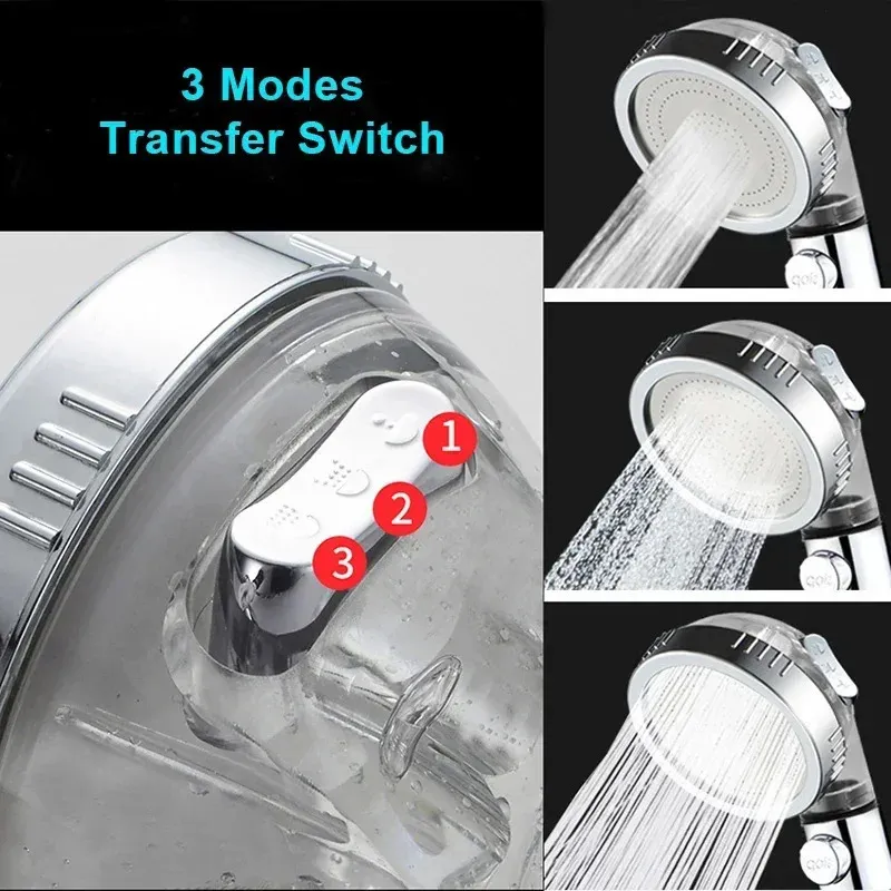3-Mode High Pressure Shower Head - Water Saving Filter Bath Head with ...