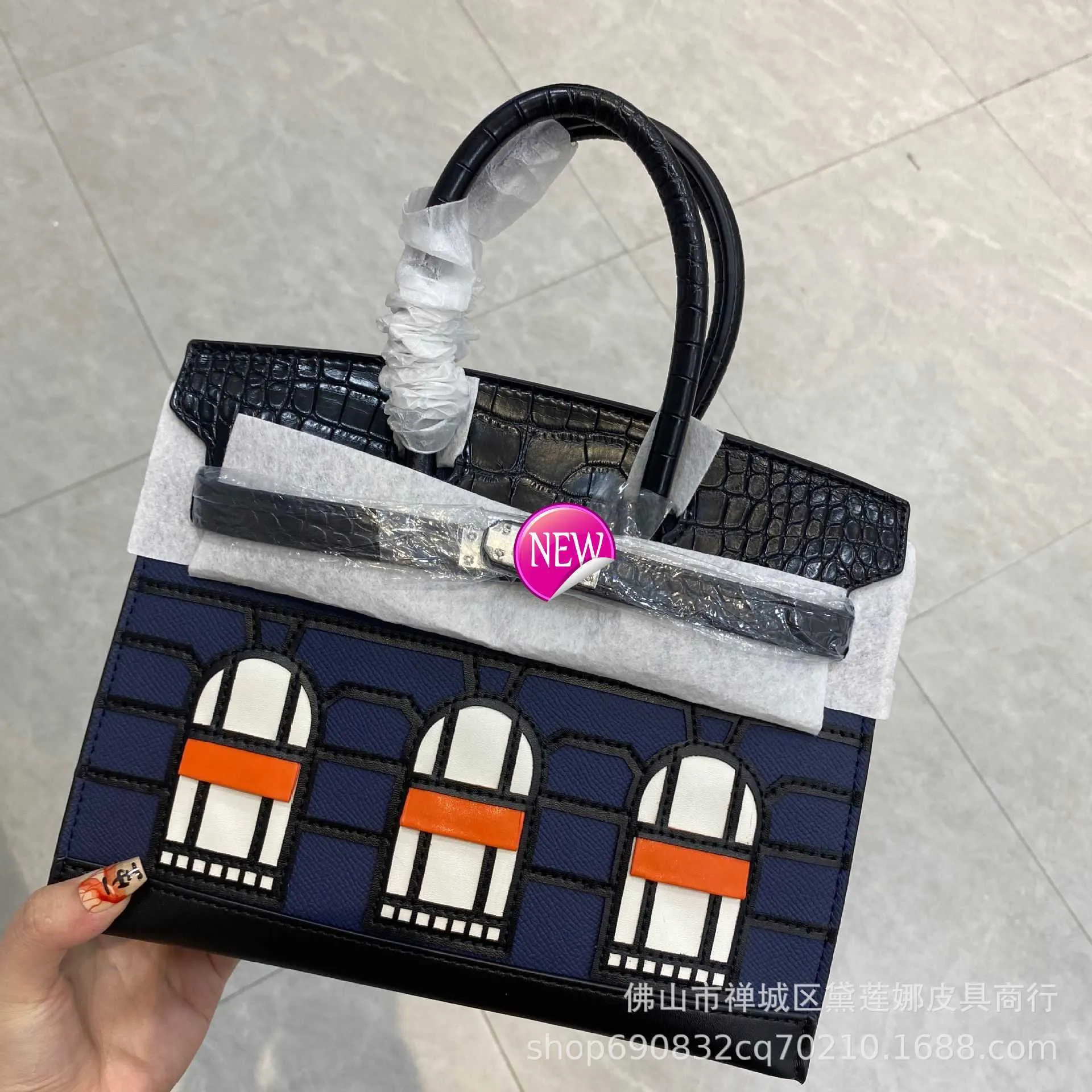 Aabirdkin Designer Totes Bag Crocodile Hand Palmprintフラットパターンハンドヘルドカウハイドクロスボディショルダーバッグ女性e672