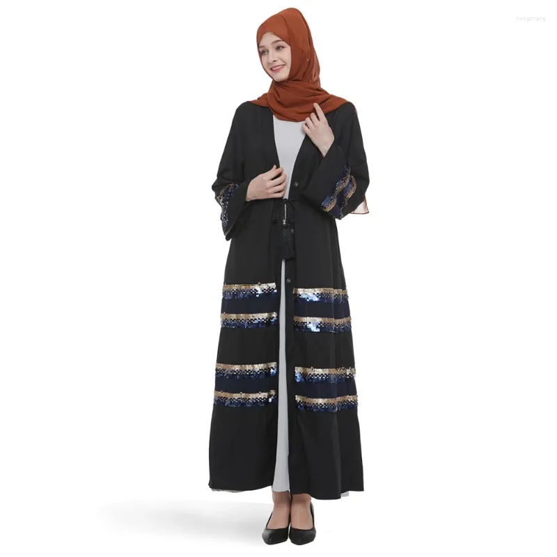 Roupas étnicas Muçulmano Aberto Abayas Eid Ramadan Mulheres Maxi Robe Turquia Dubai Kaftan Vestido Longo Kimono Cardigan Lantejoulas Abaya Vestido Caftan