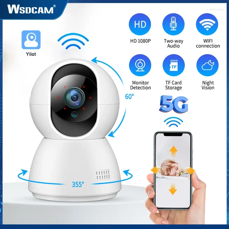 WSDCAM 2.4G5G WiFi Kamera HD 1080P Bebek Monitörü Gözetim Kameraları Yilot App İki Yönlü Ses Gece Vizyonu Akıllı Ev CCTV