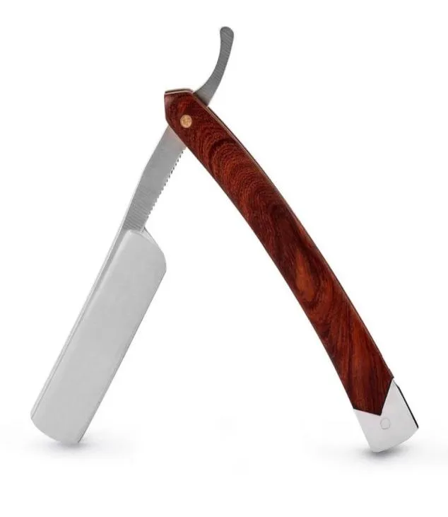 QSHAVE Klassisches handgefertigtes Rasiermesser mit Holzgriff, Sicherheitsrasierer für Friseure 2202238137374