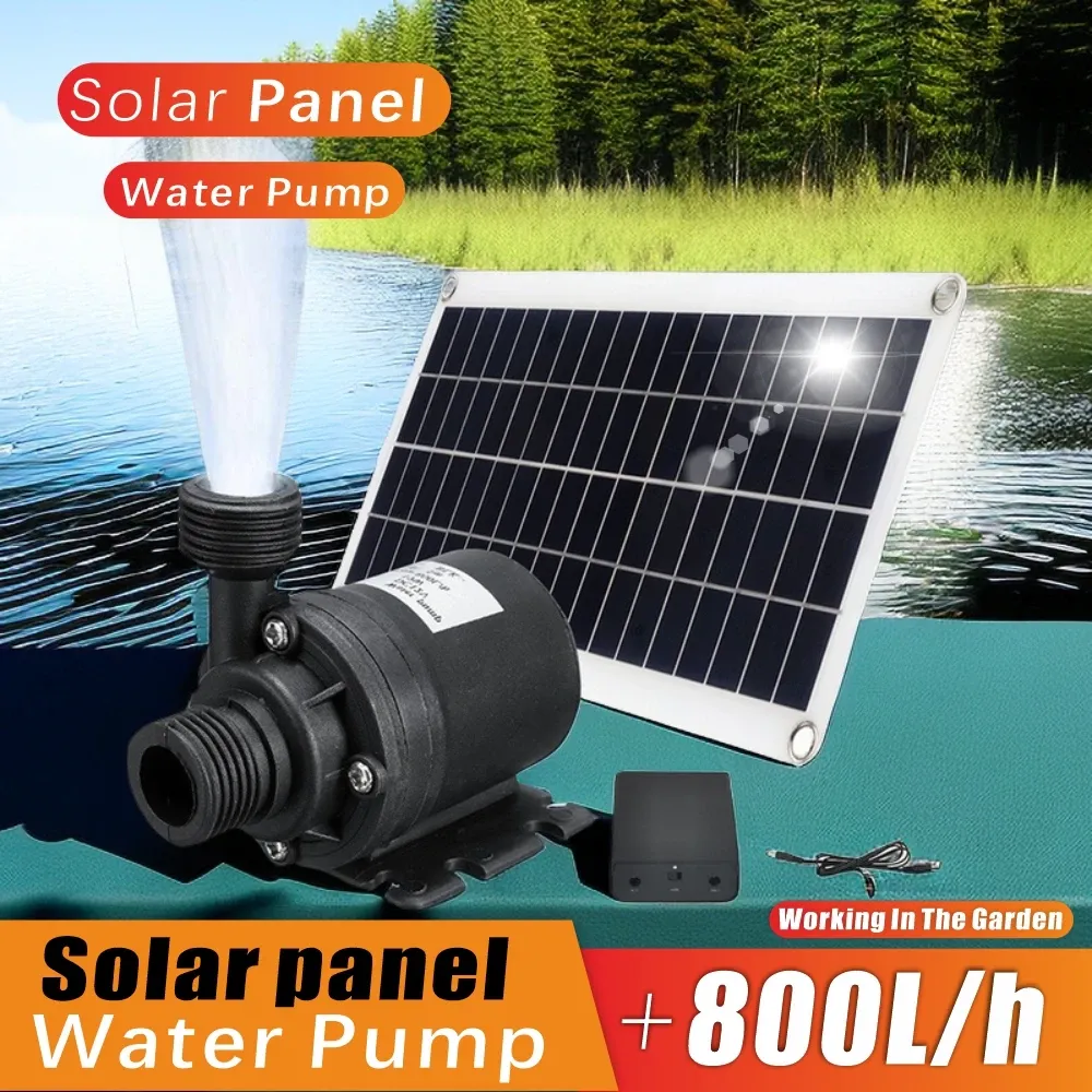 800L/H Water Pump 12V Solar Panel Power Bank Set Ultra-quiet Submersible Water Pump Motory Fish Pond Garden Fountain Decoration