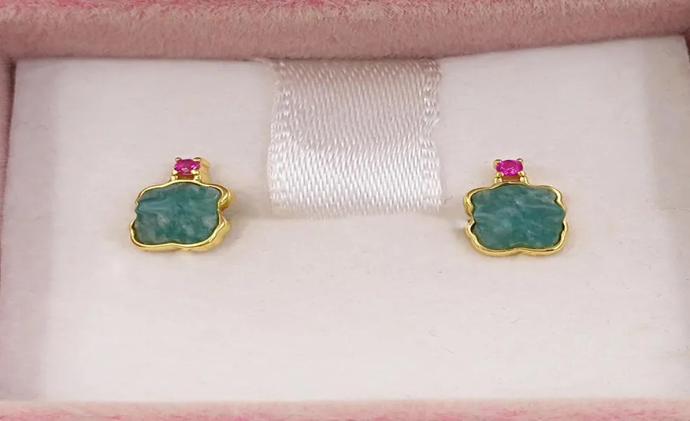 Stud Gold Bear Color Earrings With Amazonite And Ruby Ref Bear Jewelry 925 Sterling Andy Jewel 812783066993151