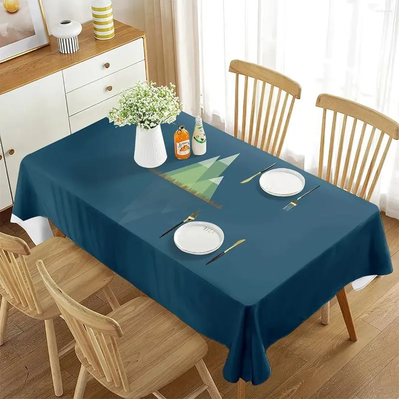 Toalha de mesa estilo minimalista 3D impressa toalha de mesa retangular azul escuro para decoração de restaurante