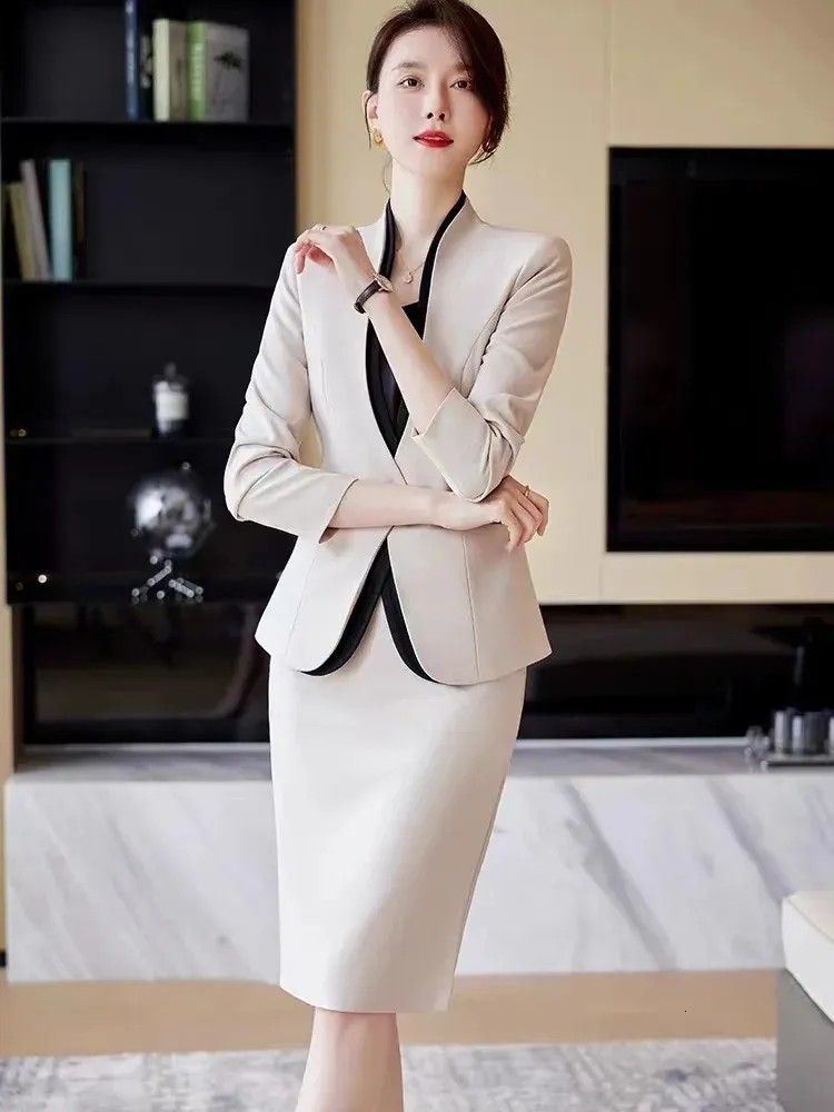 Elegant Women Business Suits with Jackets Coats and Skirts OL Styles Formal Office Ladies Professional Blazers Career Sets 240202