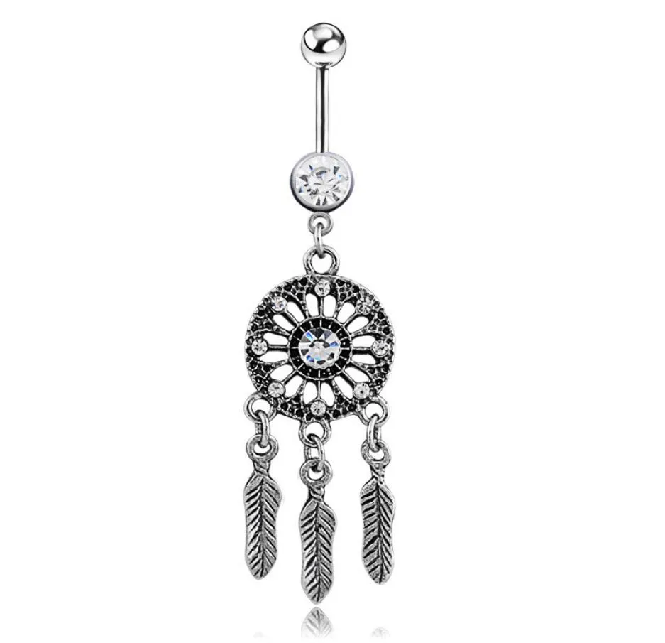 D0646 Кольцо Dreamer Belly Navel Button Silver Black012349240652