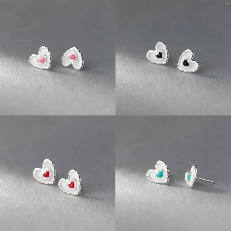 Boucles d'oreilles en argent Sterling S925 pour fille, Gel goutte de cœur avec Design d'amour, cadeau délicat et doux pour amoureux, bijoux