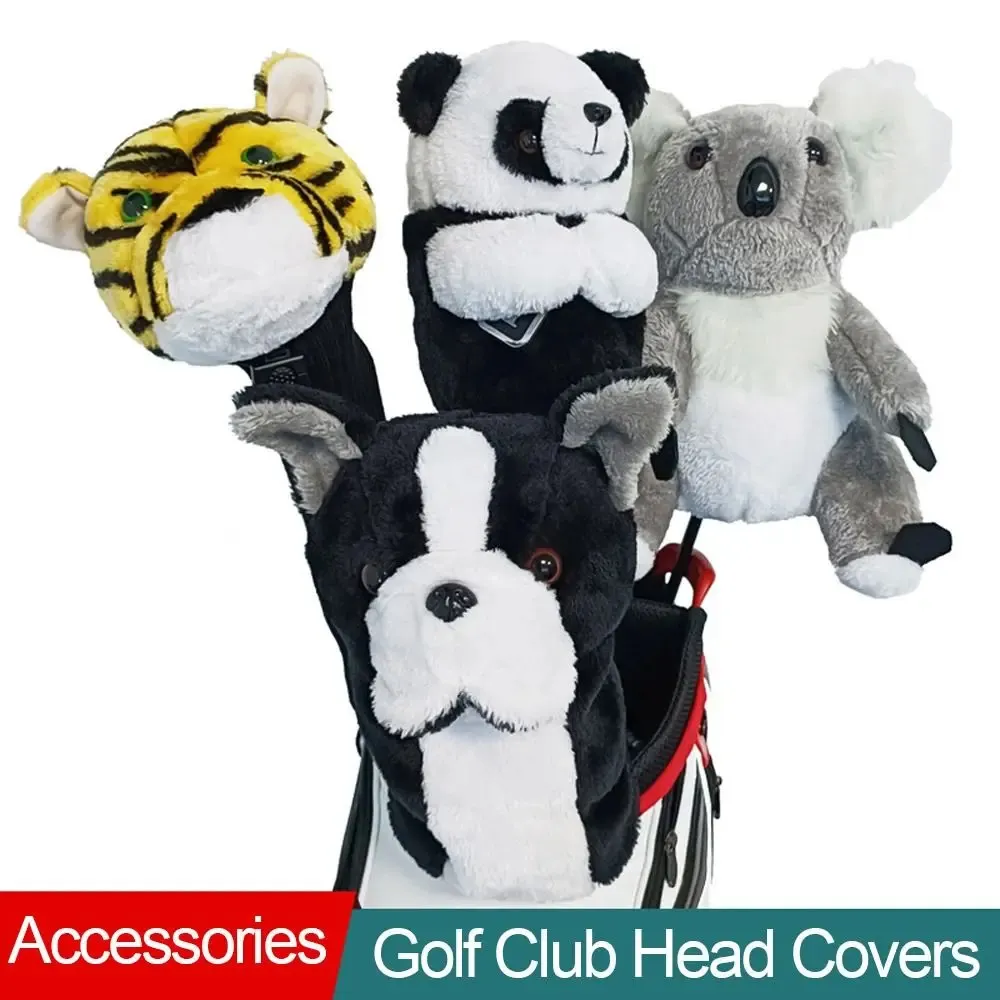Спортивные комплекты с длинными шеями для водителя, практичные наборы с рукавами для удочек для гольфа, плюшевые головные уборы с животными, чехлы на голову для гольф-клуба 1/3/5 Fairway Woods 240127