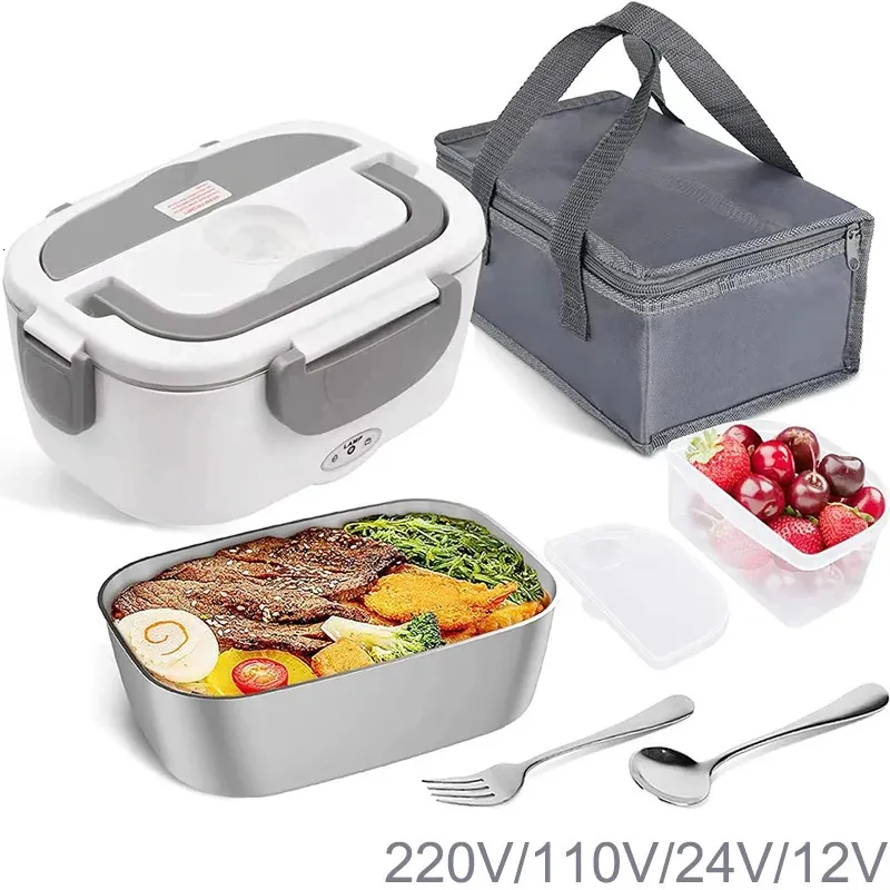 Ufficio Scuola Lavoro 220V 110V Lunch Box elettrico Acciaio inossidabile 12V 24V Auto Camion Picnic Scaldavivande portatile Contenitore 240118