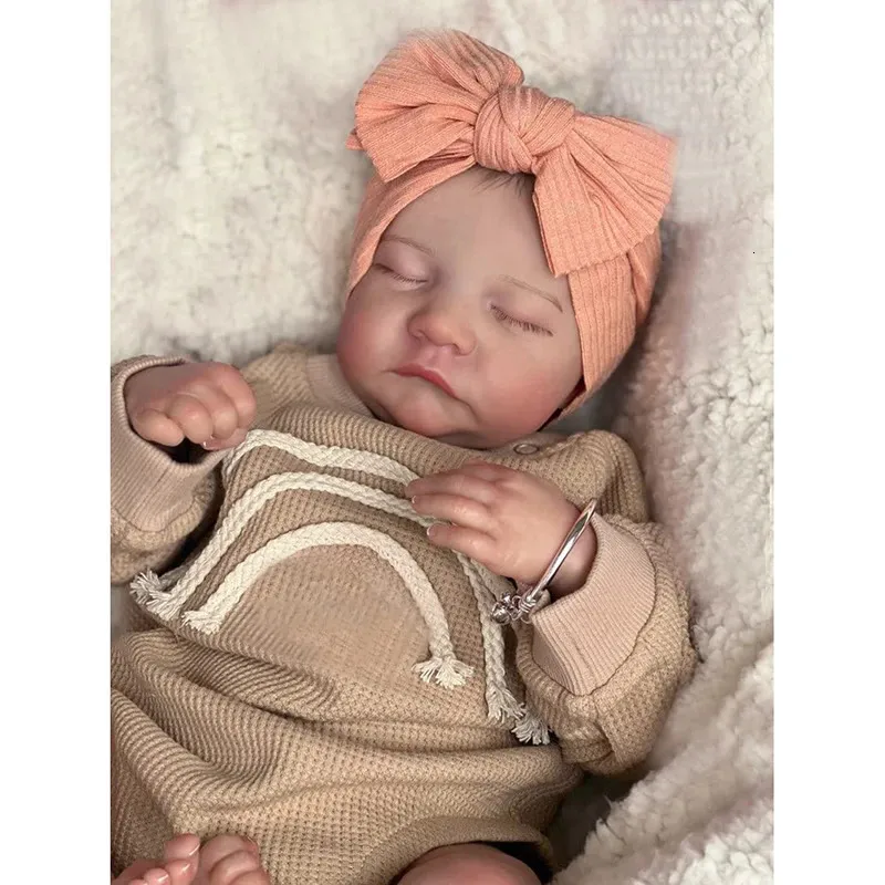 19Inch Levi Reborn Baby Doll redan målade färdig Sovfödd storlek 3D Skin synliga vener Samlingsartikel 240122