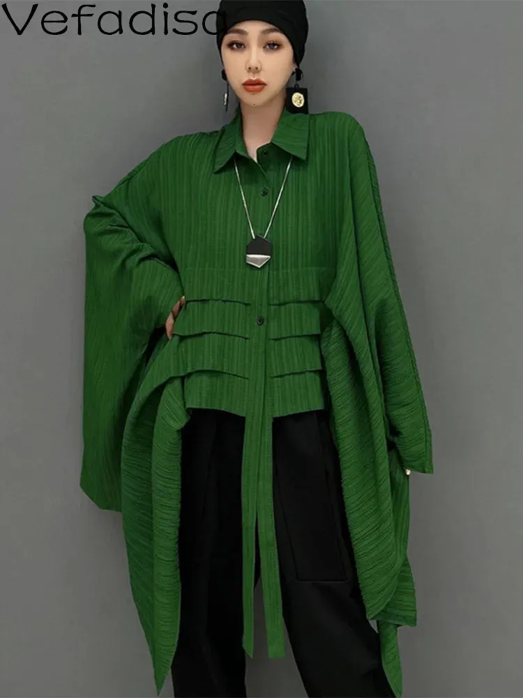Versão coreana manga morcego camisa feminina solta preto verde blusa irregular 2024 verão lhx2492 240202