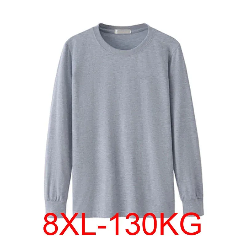 Camiseta masculina manga longa inverno 7xl 8xl 134cm tamanho grande 5xl 6xl algodão casa camiseta 240122