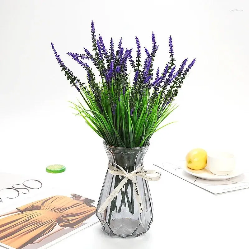 Dekorative Blumen, 20 Stück, künstliche Lavendel-Simulationspflanze, grüne Tischpflanzung, Hochzeitsdekoration, Blumenstrauß