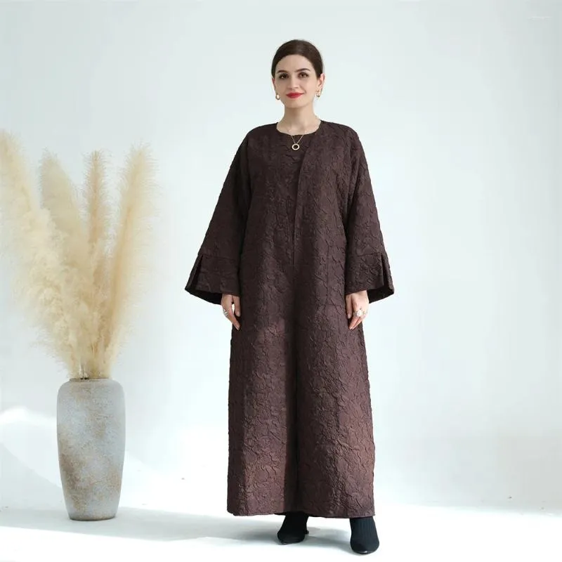 Roupas étnicas outono inverno grosso abaya para mulheres muçulmano longo robe morcocco kaftan manga de cor sólida abayas dubai árabe saudita 2024