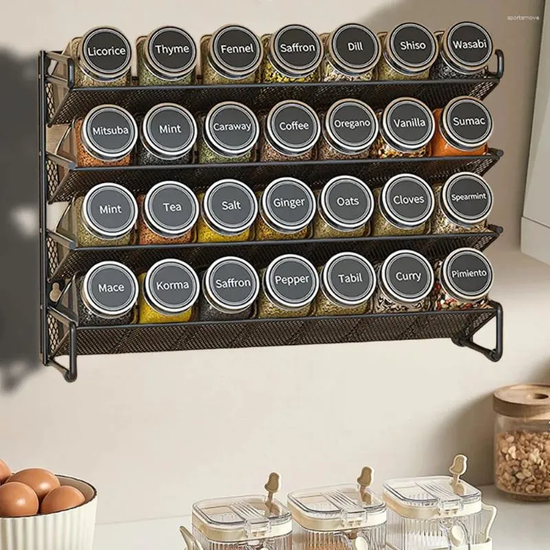 Kitchen Storage 4 Tier Spice Rack Organizer Space-Saving Metal Jar Holder For Cabinet Countertop