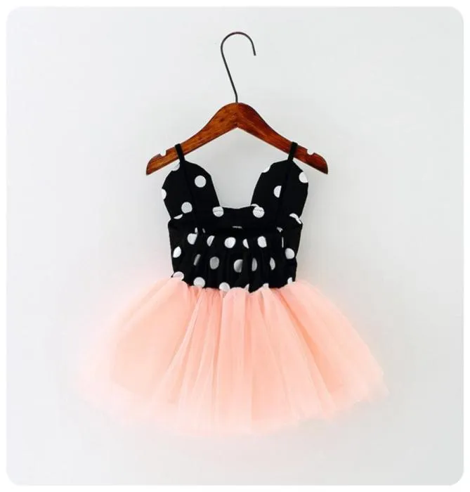 Robe pour filles à pois rouge noir, jupes en maille et dentelle, jupe Tutu de fête pour bébé, petites filles 5626207