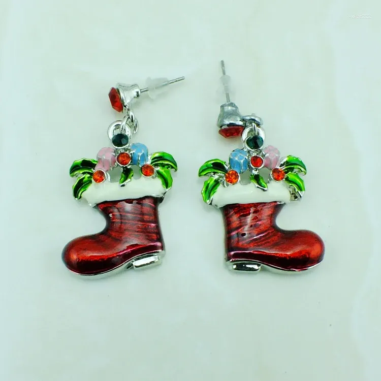 Kolczyki Dangle Fashion Charms Rhinestone Czerwony Enomel But dla kobiet dekoracja biżuterii