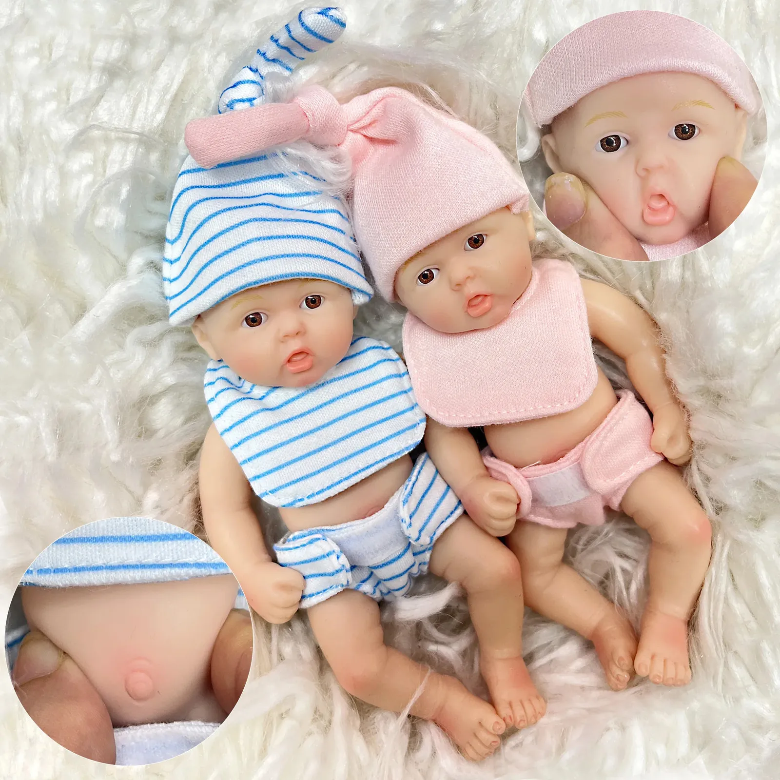 6Inch 15CM Mini Adorable Whole Solid Silicone Reborn Doll Painted Realistic Handmade Dolls For Kids Gift 240119